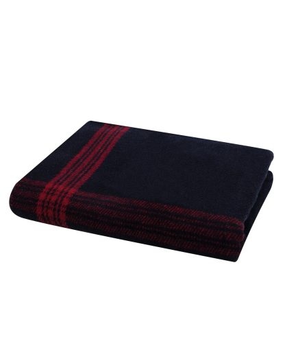 Rothco Striped Wool Blanket - 55% Wool (Navy / Red, One Size)
