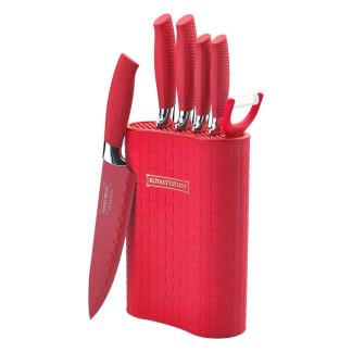 Royalty Line Knivblok med 6 knive i rustfrit stål - Rød