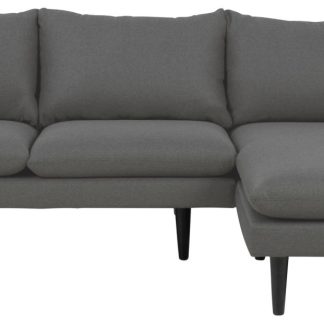 SOFAKONCEPT Cozy 2 pers. sofa, m. højre chaiselong og 2 puder - mørkegrå stof og sort bøg
