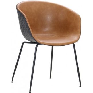 Sara Spisebordsstol i kunstlæder H79 cm - Sort/Cognac