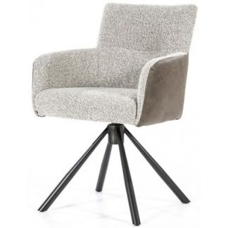 Sef rotérbar spisebordsstol i læder og polyester H86 cm - Sort/Beige/Brun