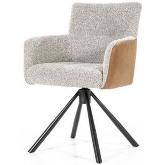 Sef rotérbar spisebordsstol i læder og polyester H86 cm - Sort/Beige/Cognac