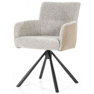 Sef rotérbar spisebordsstol i læder og polyester H86 cm - Sort/Beige/Taupe