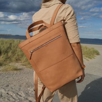 Shopper taske og rygsæk i brun læder, Walawe