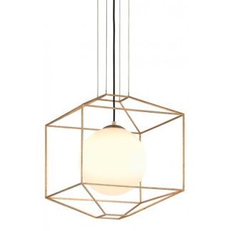 Silhouette Loftlampe i glas og jern Ø46 cm 1 x E27 - Opalhvid/Guld