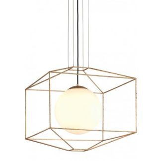 Silhouette Loftlampe i glas og jern Ø64 cm 1 x E27 - Opalhvid/Guld