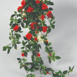 Silkeplanter kunstig hængende rose rød L50 cm