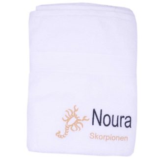 Skorpionen 24/10 - 23/11, håndklæde med navn og stjernetegn 100 x 150 cm.