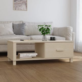 Sofabord 100x55x35 cm massivt fyrretræ gyldenbrun