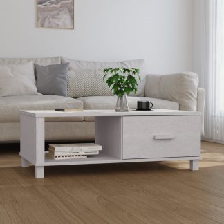 Sofabord 100x55x35 cm massivt fyrretræ hvid