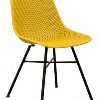 Sol spisebordsstol i metal og polycarbonat H84 cm - Sort/Gul