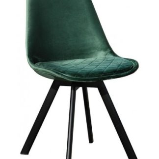 Soof spisebordsstol i metal og velour H84 cm - Sort/Mørkegrøn