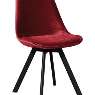 Soof spisebordsstol i metal og velour H84 cm - Sort/Mørkerød