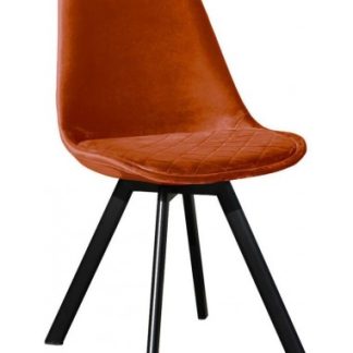 Soof spisebordsstol i metal og velour H84 cm - Sort/Orange