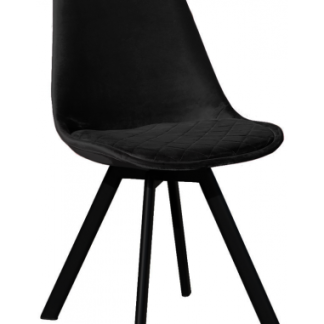 Soof spisebordsstol i metal og velour H84 cm - Sort/Sort