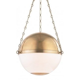 Sphere 2 Loftlampe i stål og glas Ø52 cm 3 x E27 - Antik messing/Opalhvid