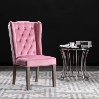 Spisebordsstol fløjl lyserød