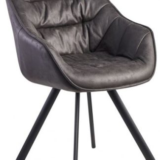 Spisebordsstol i metal og PU-læder H85 cm - Sort/Grå