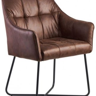 Spisebordsstol i metal og PU-læder H88,5 cm - Sort/Brun