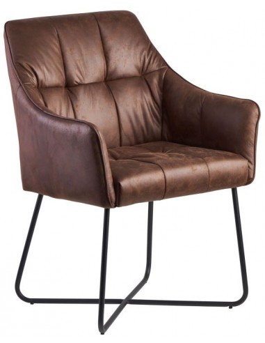 Spisebordsstol i metal og PU-læder H88,5 cm - Sort/Brun