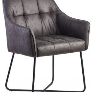 Spisebordsstol i metal og PU-læder H88,5 cm - Sort/Grå