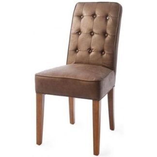 Spisebordsstol i pellini læder og træ H96 cm - Brun/Kaffe