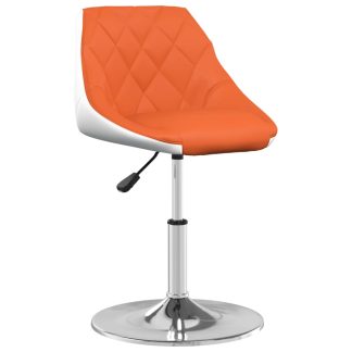 Spisebordsstol kunstlæder orange og hvid