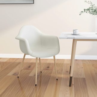 Spisebordsstol stof cremefarvet