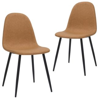 Spisebordsstole 2 stk. 45x54,5x87 cm kunstlæder lysebrun