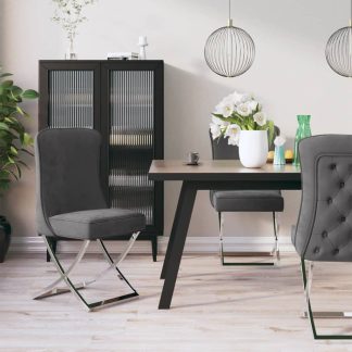 Spisebordsstole 2 stk. 53x52x98 cm fløjl rustfrit stål grå