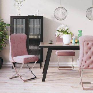 Spisebordsstole 2 stk. 53x52x98 cm fløjl rustfrit stål lyserød