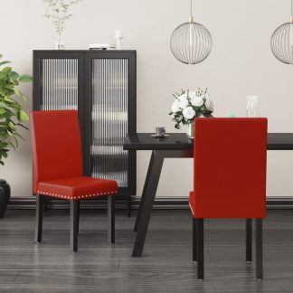 Spisebordsstole 2 stk. PVC vinrød