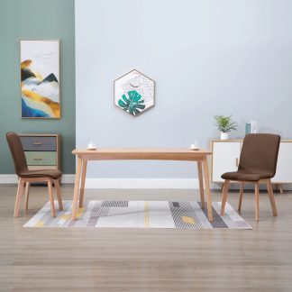 Spisebordsstole 2 stk. brunt stof massivt egetræ