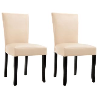 Spisebordsstole 2 stk. cremefarvet kunstlæder