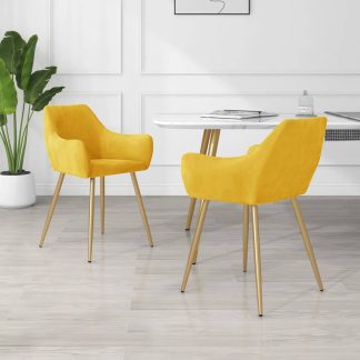 Spisebordsstole 2 stk. fløjl gul