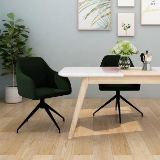 Spisebordsstole 2 stk. fløjl mørkegrøn