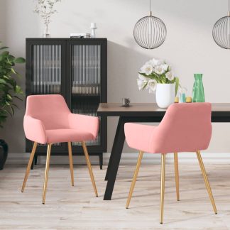 Spisebordsstole 2 stk. fløjl pink