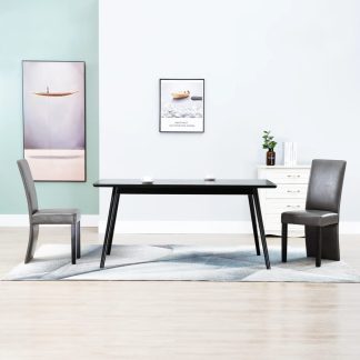 Spisebordsstole 2 stk. grå kunstlæder