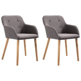 Spisebordsstole 2 stk. gråbrunt stof massivt egetræ
