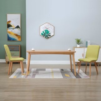 Spisebordsstole 2 stk. grønt stof massivt egetræ
