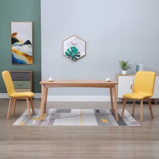 Spisebordsstole 2 stk. gult stof massivt egetræ