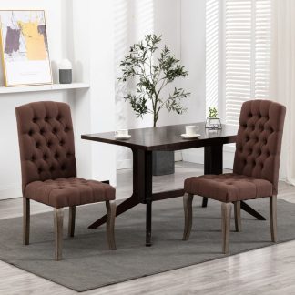 Spisebordsstole 2 stk. hør-look stof brun