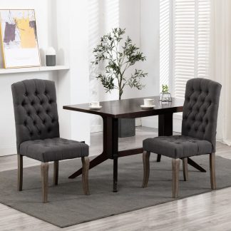 Spisebordsstole 2 stk. hør-look stof grå