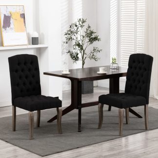 Spisebordsstole 2 stk. hør-look stof sort