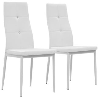 Spisebordsstole 2 stk. hvid kunstlæder