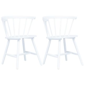 Spisebordsstole 2 stk. hvid massivt gummitræ