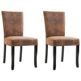 Spisebordsstole 2 stk. imiteret ruskind brun