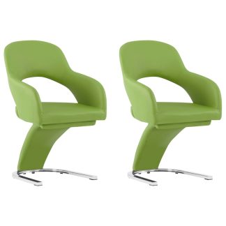 Spisebordsstole 2 stk. kunstlæder grøn