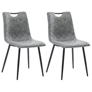 Spisebordsstole 2 stk. kunstlæder mørkegrå