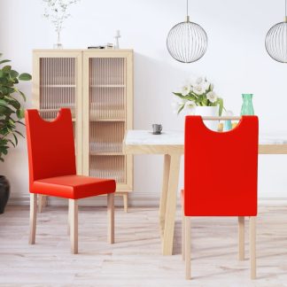 Spisebordsstole 2 stk. kunstlæder rød
